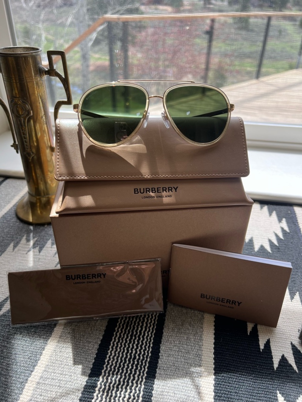 Burberry B 3125 Gold Aviator Style Sunglasses - Picture 9 of 15